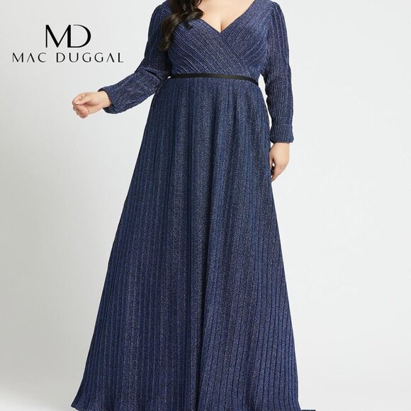 NEW Mac Duggal 48892 SHIMMERING V-NECK LONG EVENING GOWN PLUS 18W - Picture 1 of 10